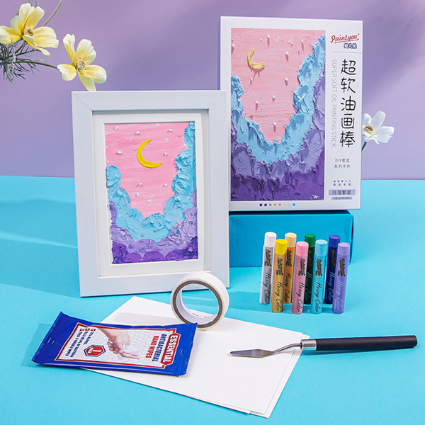 Paintyou New Fashion DIY Art Sets With Frame Drawings by Soft Oil Pastel Crayons Gift Box  Stress Relief Craft Set 