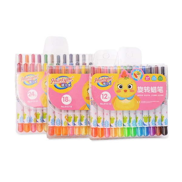 12/18/24 Colors Twistable Crayon Set Kids Wax Crayon Pen Colored Plastic Crayons Chinese Manufacturer OEM Well-Known Brands  