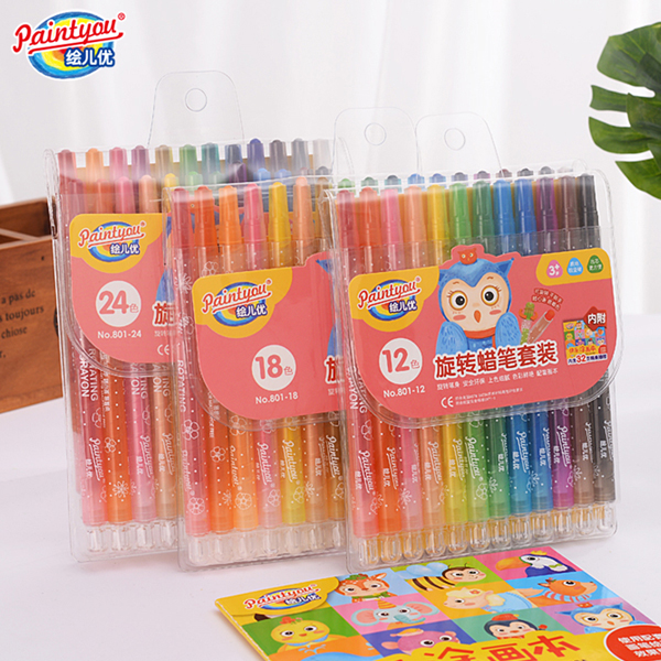 Paintyou Twistable Crayons Coloring Set Kids Craft Supplies Gift 24 Count Non Toxic Washable Crayons Easy to Hold Silky Crayons for Kids 