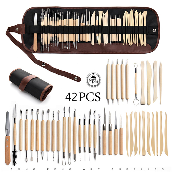 Pottery tools 42 sets of clay stone plastic carving knife point drill pen pottery clay repair knife seven needles 