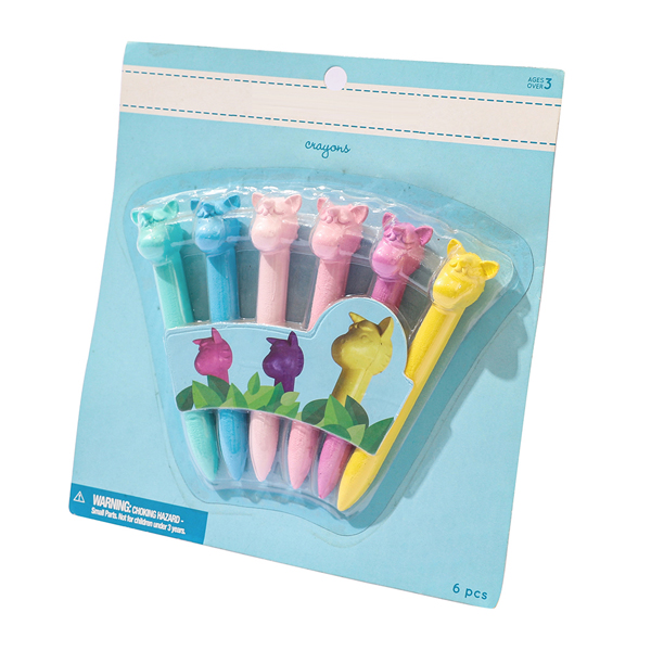 Cute Unicorn 6 Color Blister Card Children's 3D Horse Crayon Student Crayon Set Supplies   