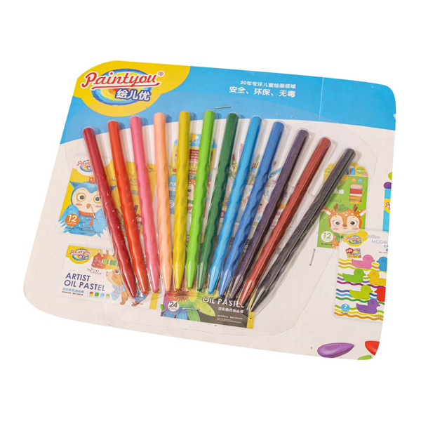Custom 12 Colors Fingerprint Crayon Set With Blister Card OEM ODM Crayons Factory  