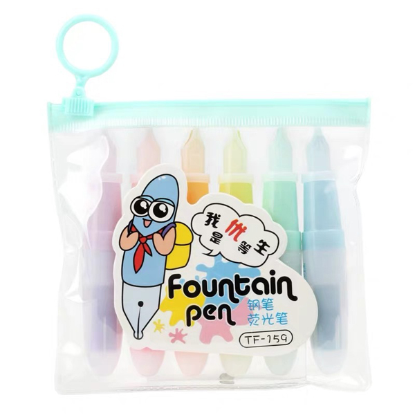 Amazon Hot selling Cute Bear Shape Highlighter Pen Set Pencil Shape Fluorescent Pen 6PCS Pastel Color Highlighters Markers Set  