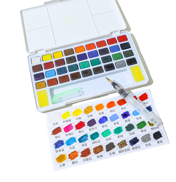 12/18/24/36 Solid Water Color Set with Refillable Water Blending Brush Pens Portable Watercolor Paint Set  