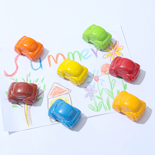 Cartoon Car Shape Plastic Crayons Non Toxic Kids Coloring Crayons  