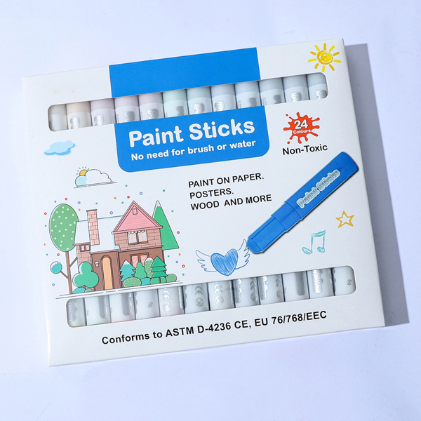 24Colors Mini Size White Tube Tempera Paint Stick Twister Silky Crayons Quick Dry Gouache Stick Pens Kids Bath Crayon 5g
 